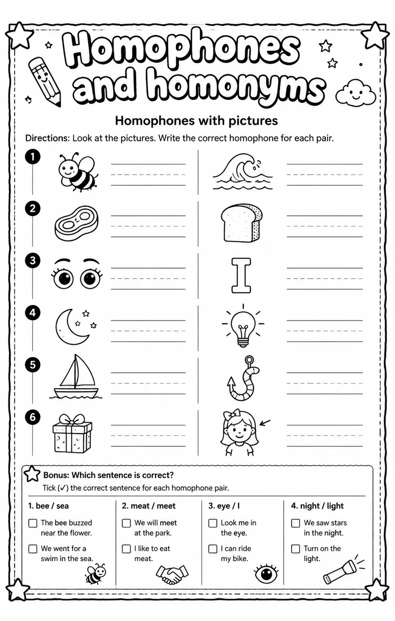 Homophones with pictures