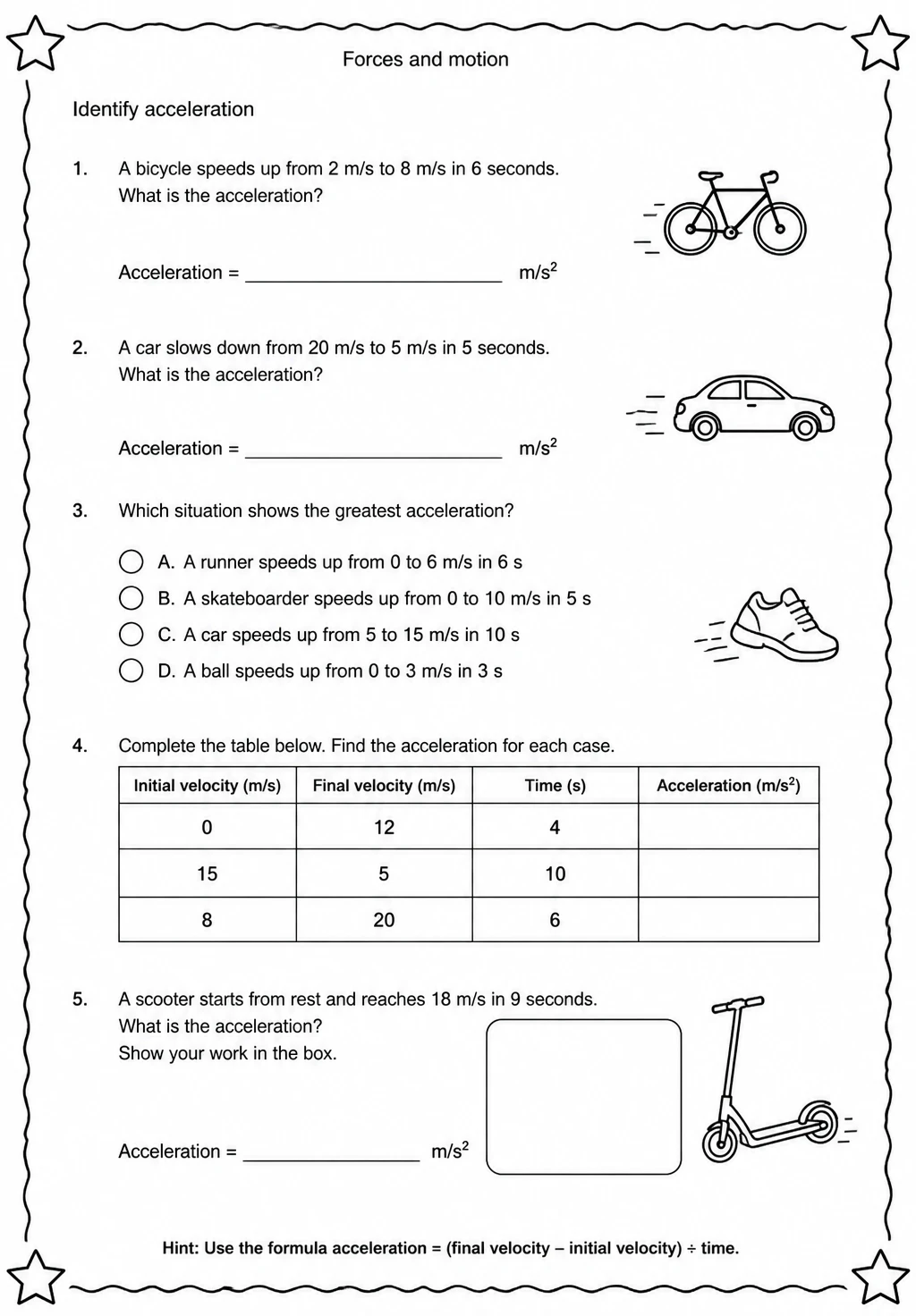 Identify acceleration