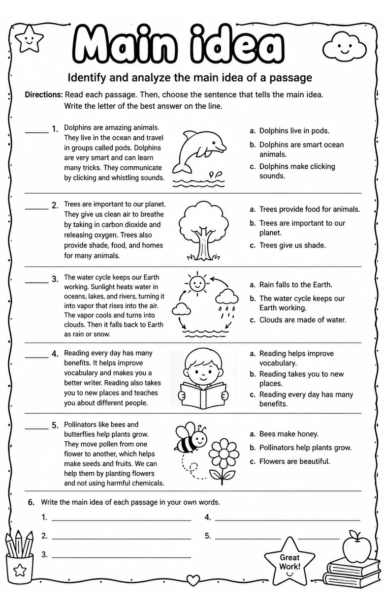 Identify and analyze the main idea of a passage
