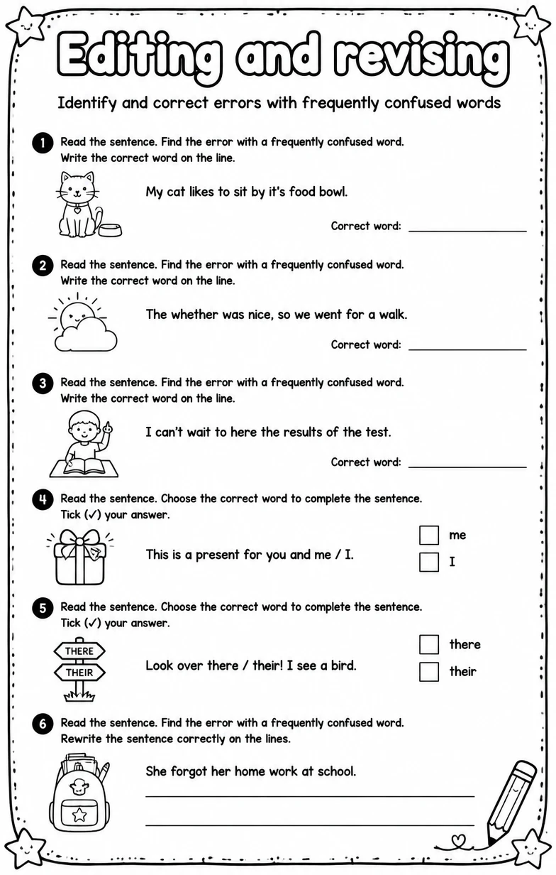 Identify and correct errors with frequently confused words