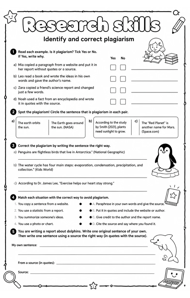 Identify and correct plagiarism
