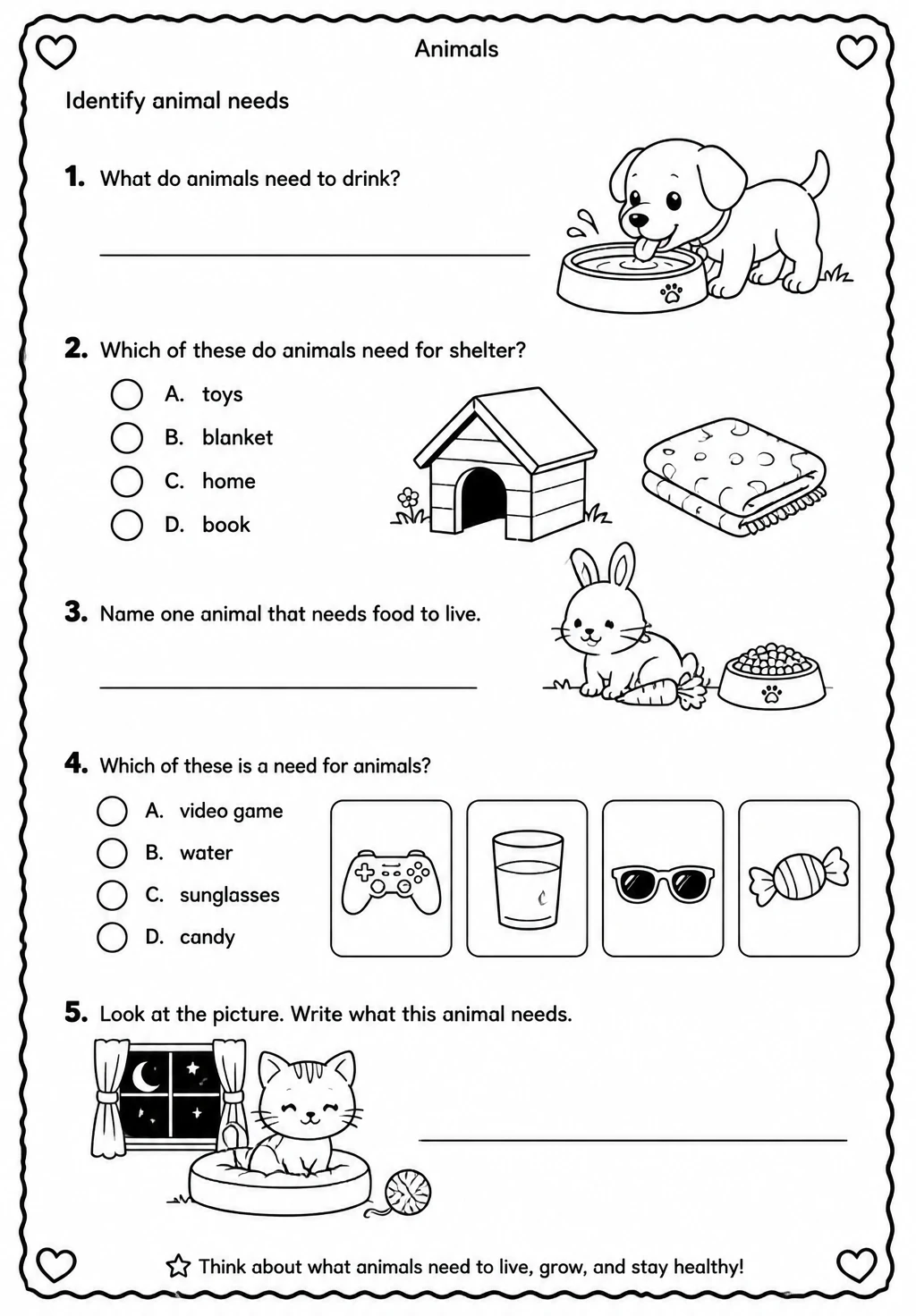 Identify animal needs