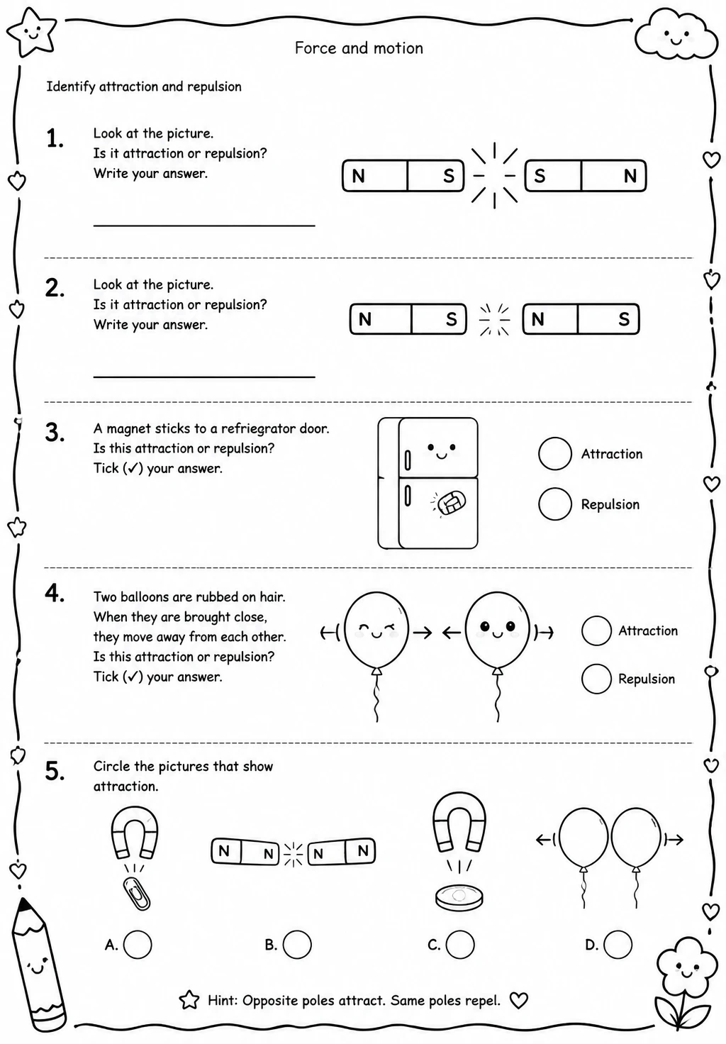 Identify attraction and repulsion