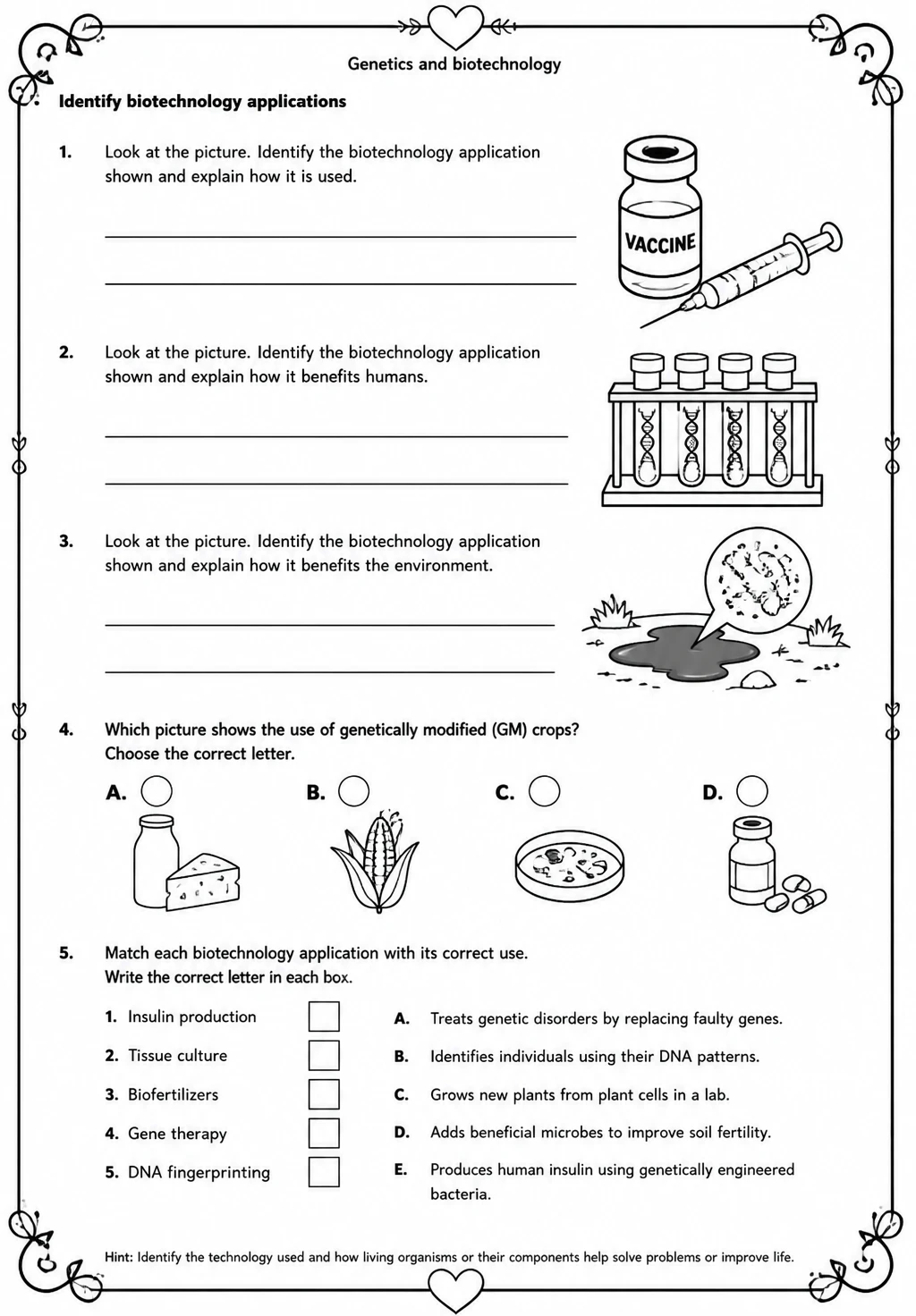 Identify biotechnology applications