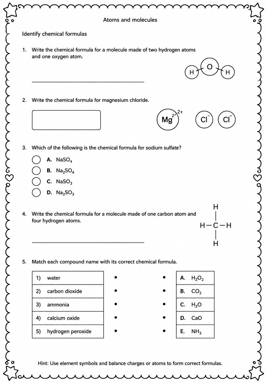 Identify chemical formulas