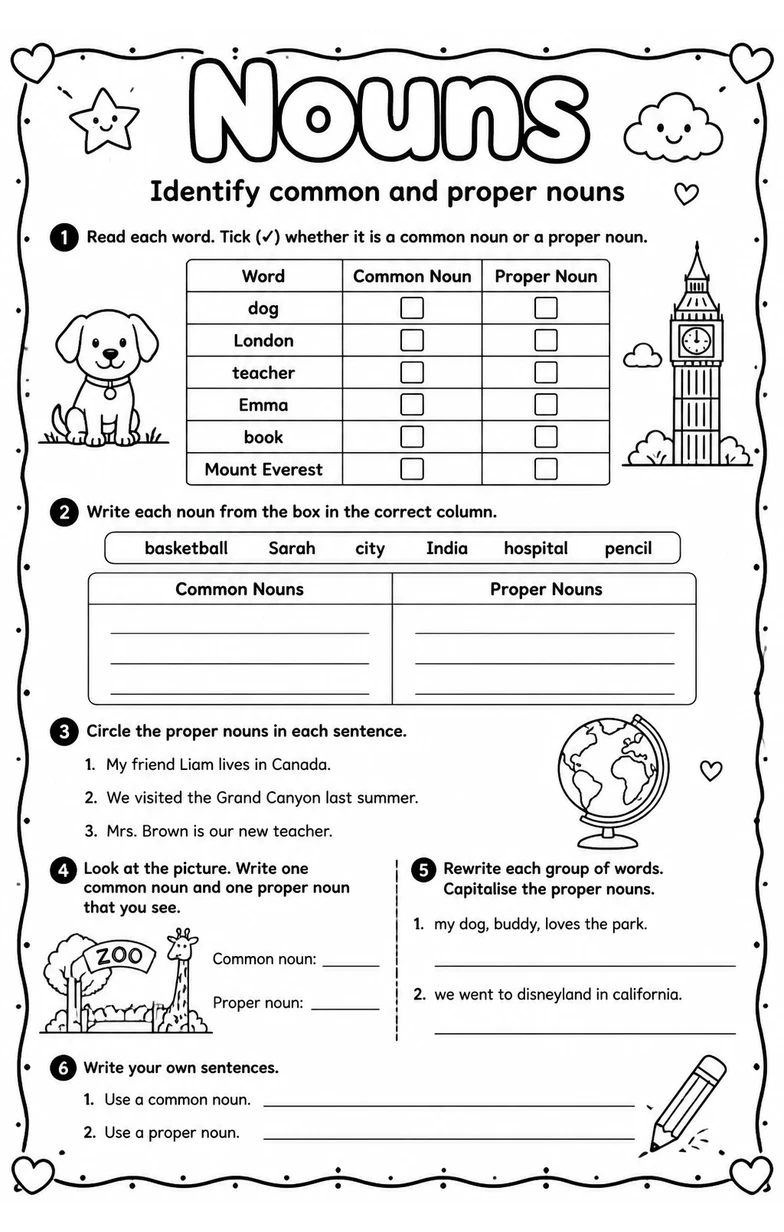 Identify common and proper nouns