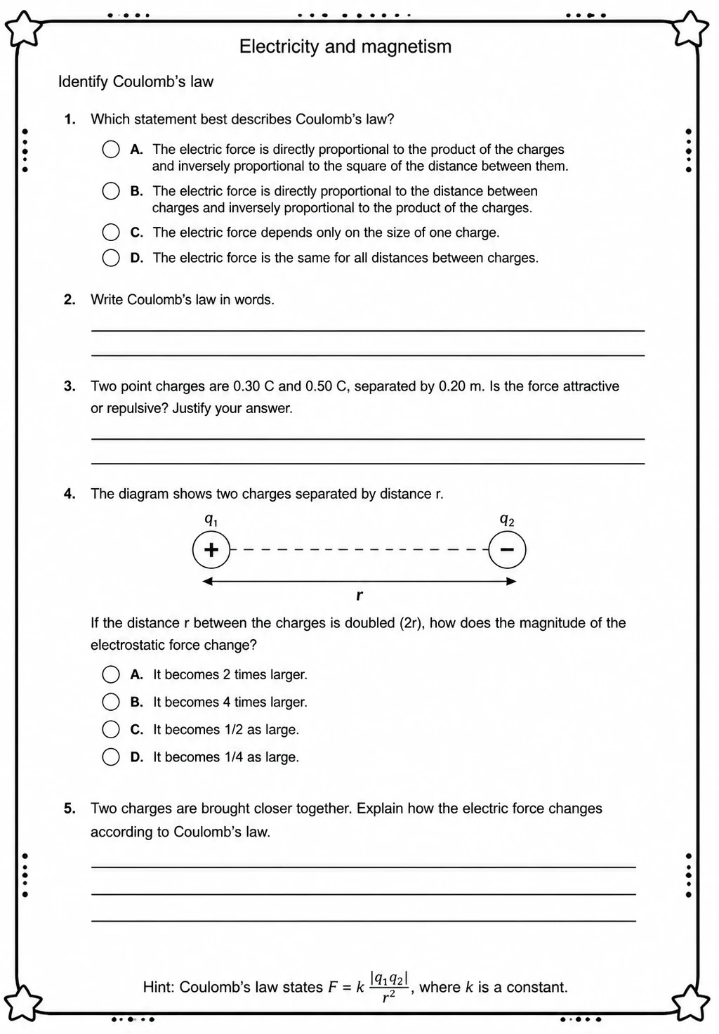 Identify Coulomb's law