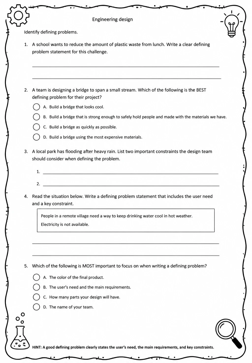Identify defining problems