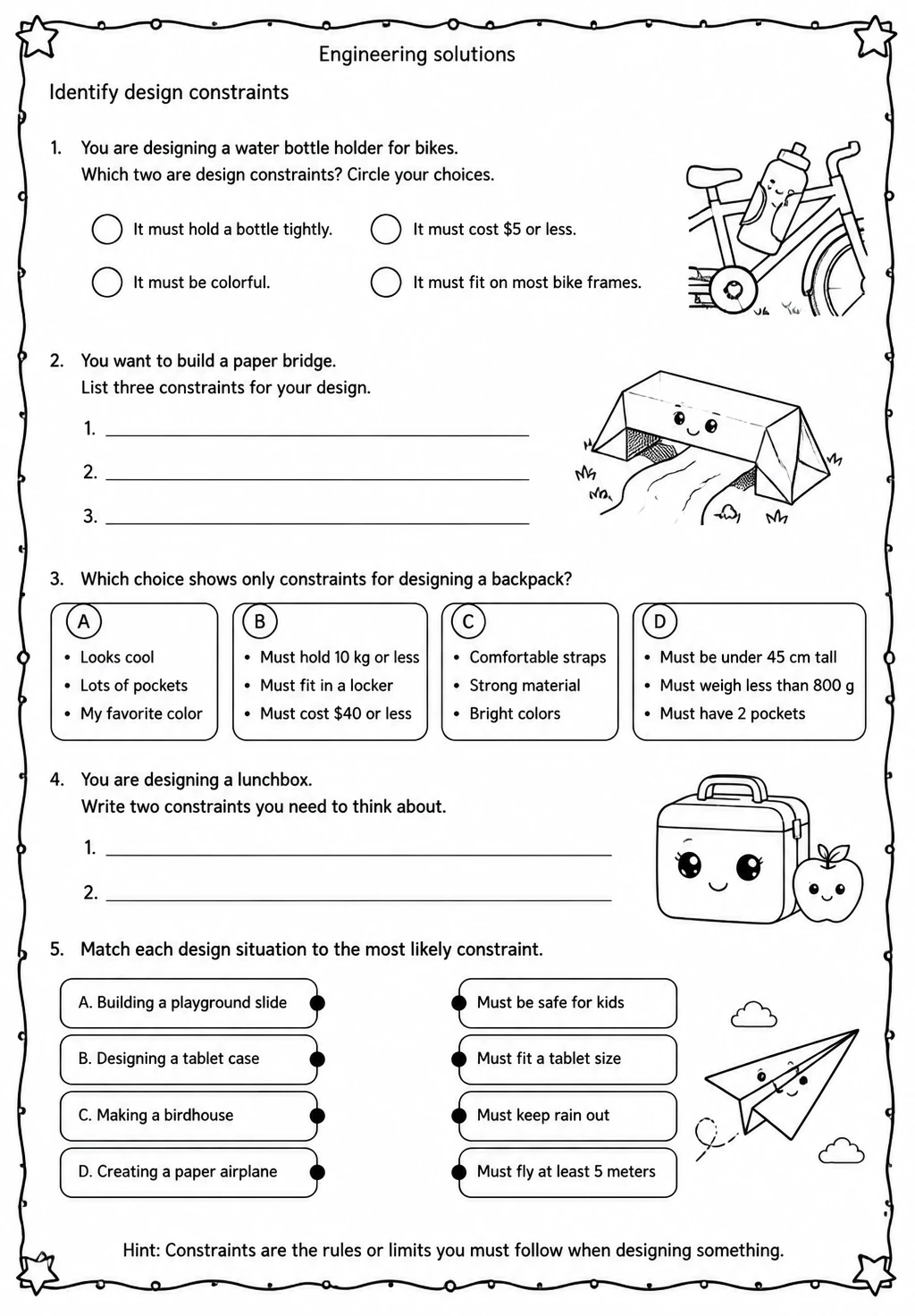 Identify design constraints