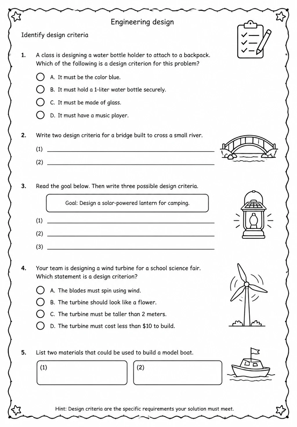 Identify design criteria