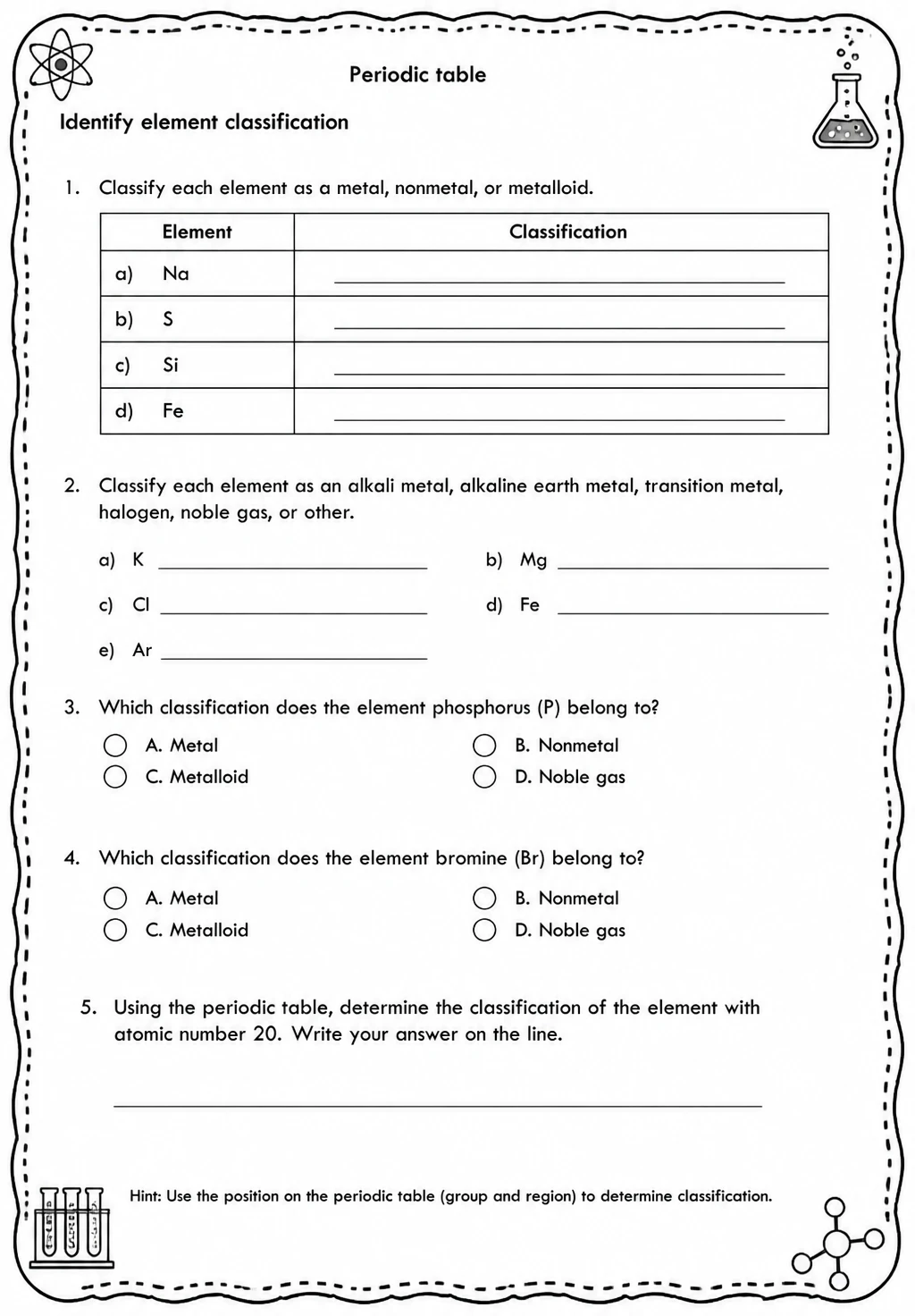 Identify element classification