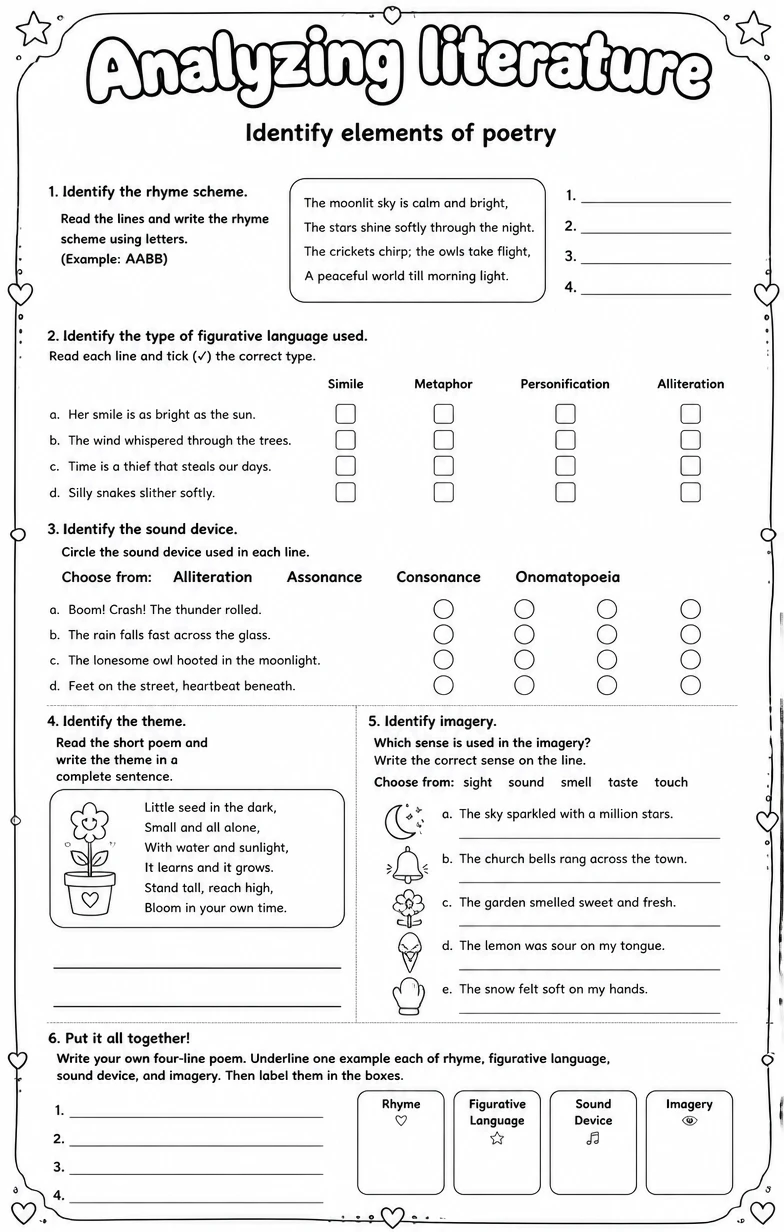 Identify elements of poetry