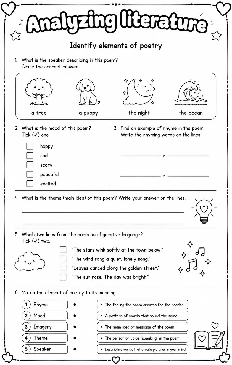 Identify elements of poetry