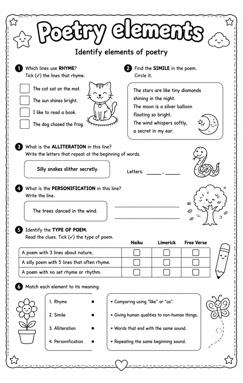 Identify elements of poetry