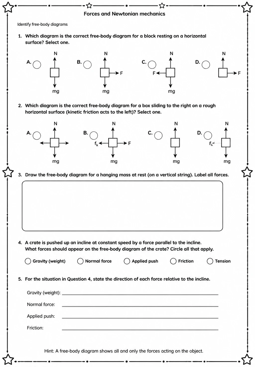 Identify free-body diagrams