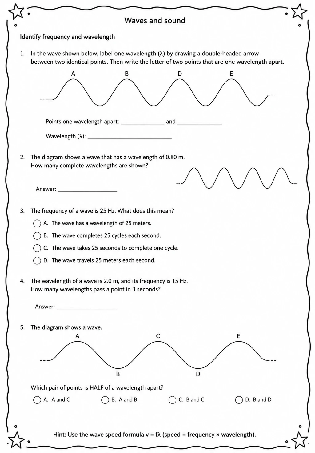 Identify frequency and wavelength