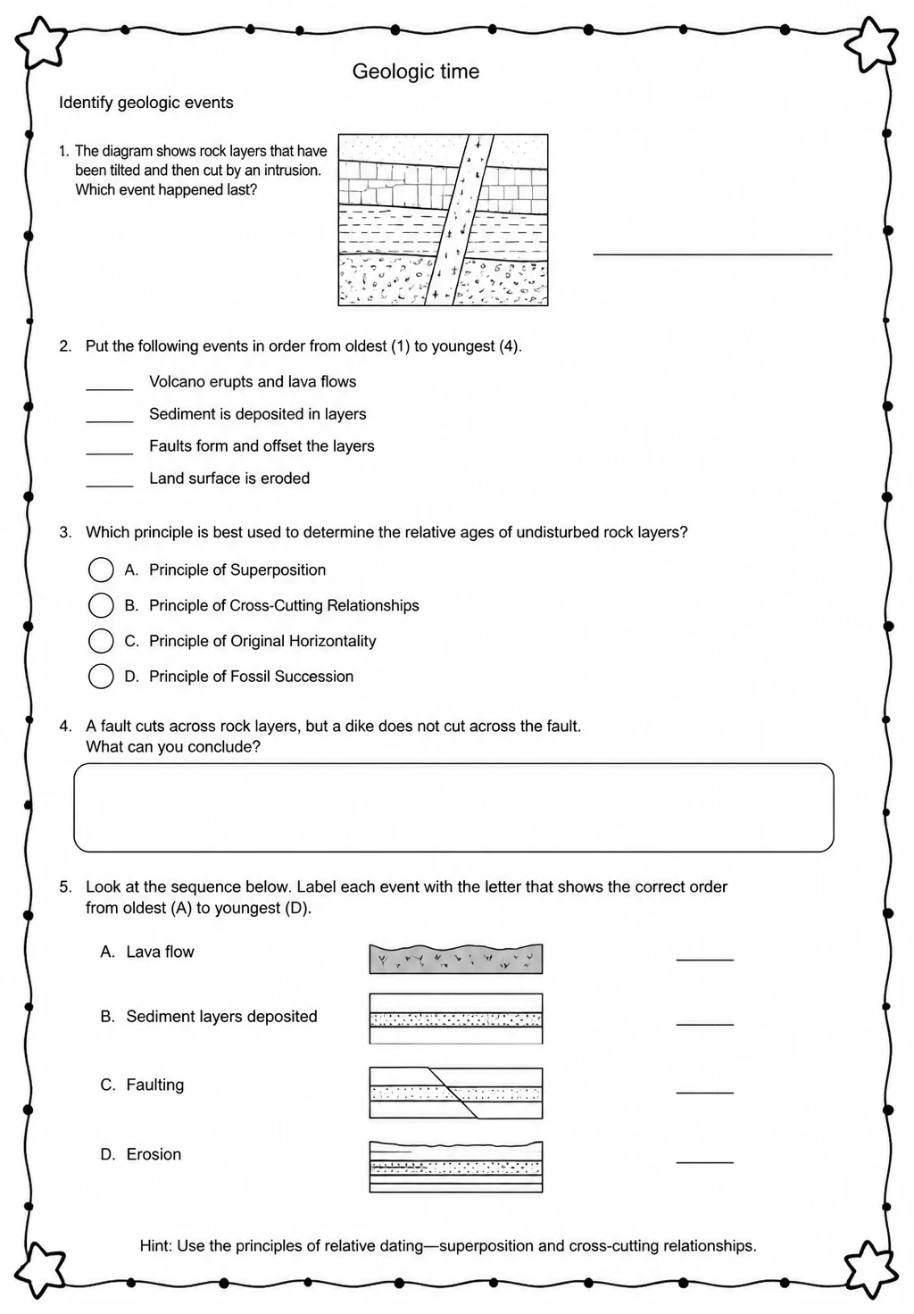 Identify geologic events