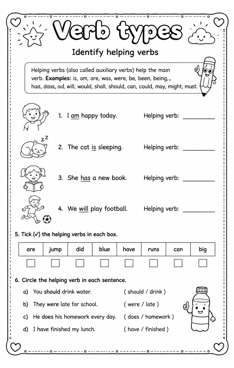 Identify helping verbs