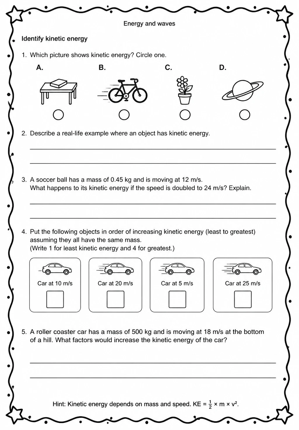 Identify kinetic energy