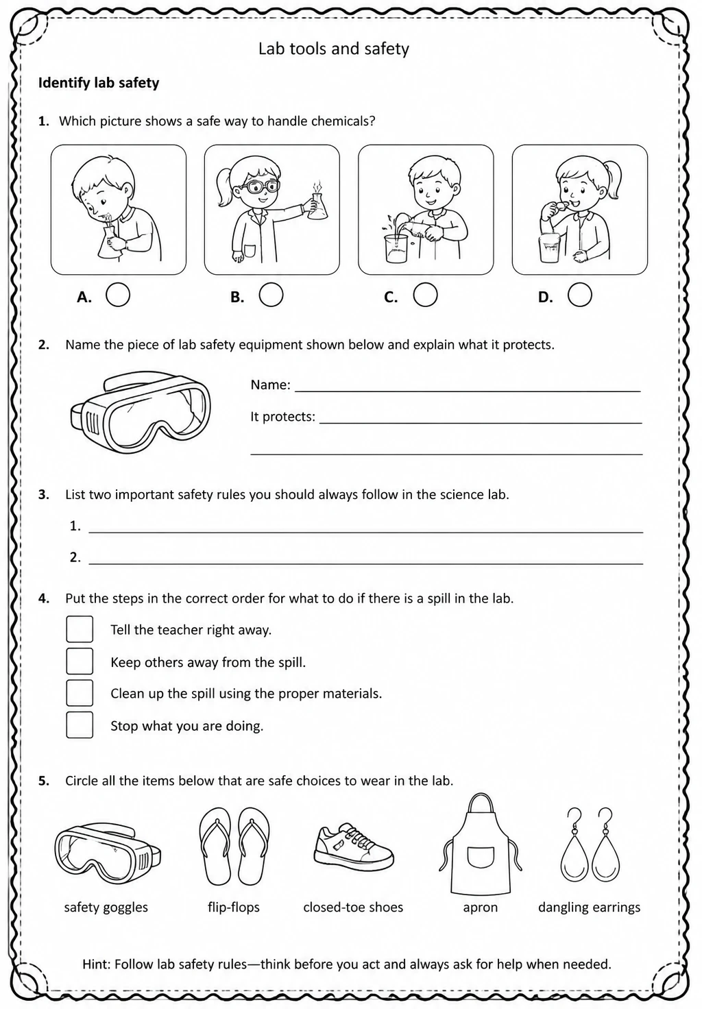 Identify lab safety