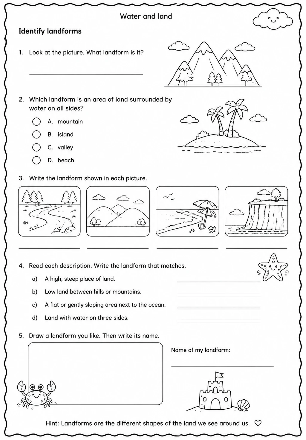 Identify landforms