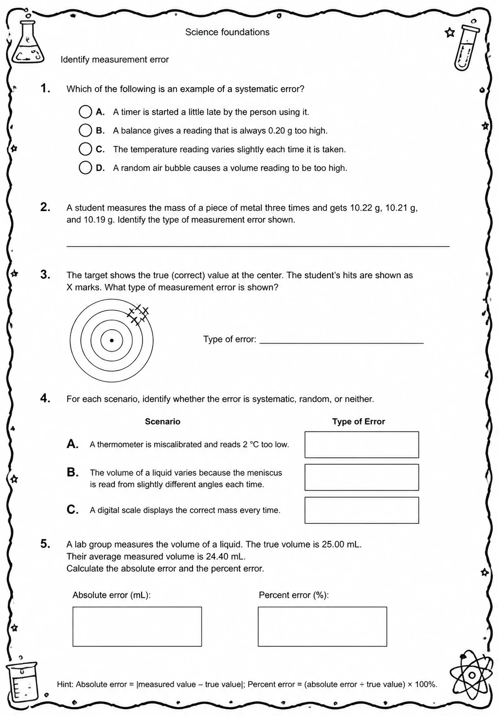 Identify measurement error