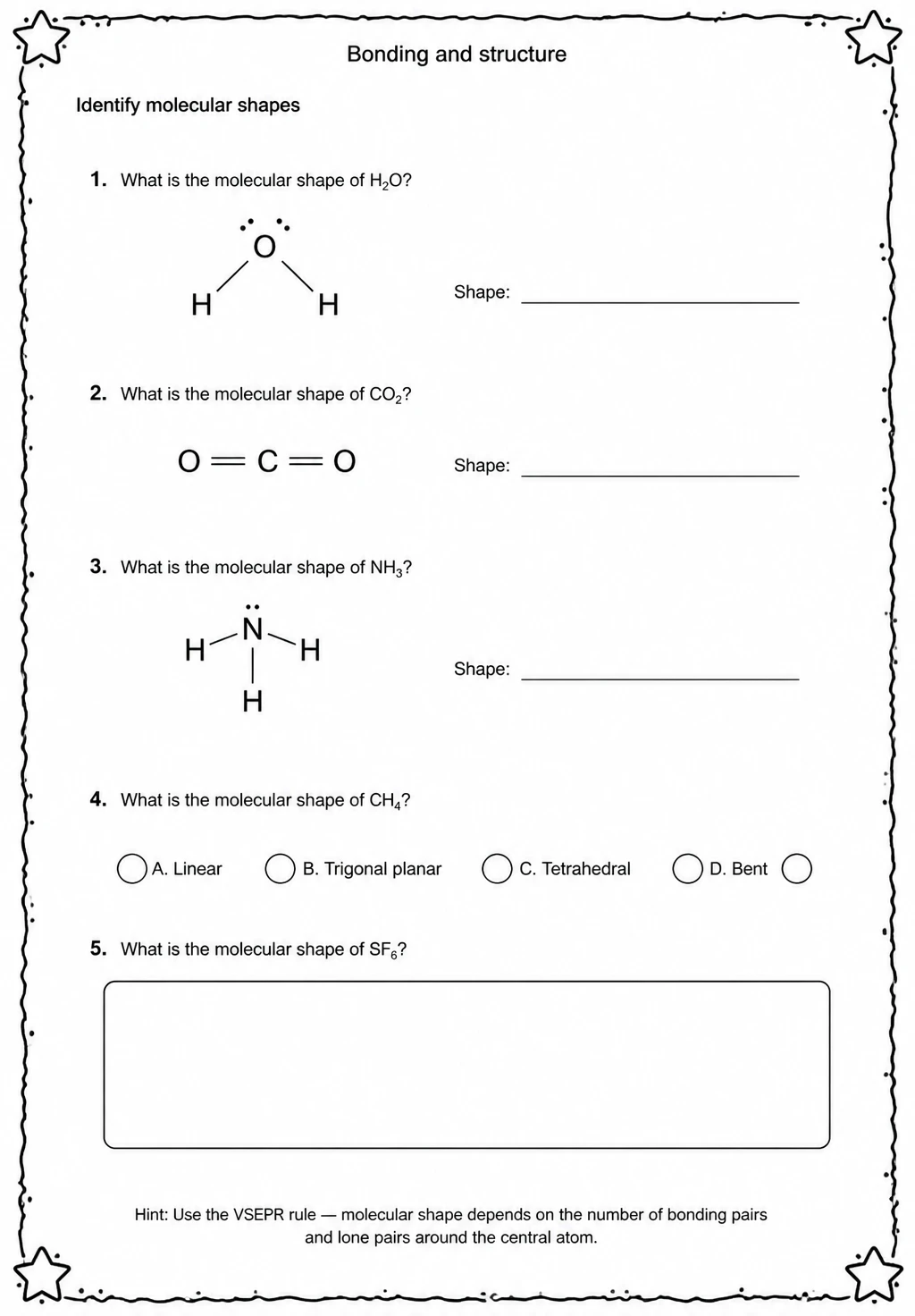 Identify molecular shapes