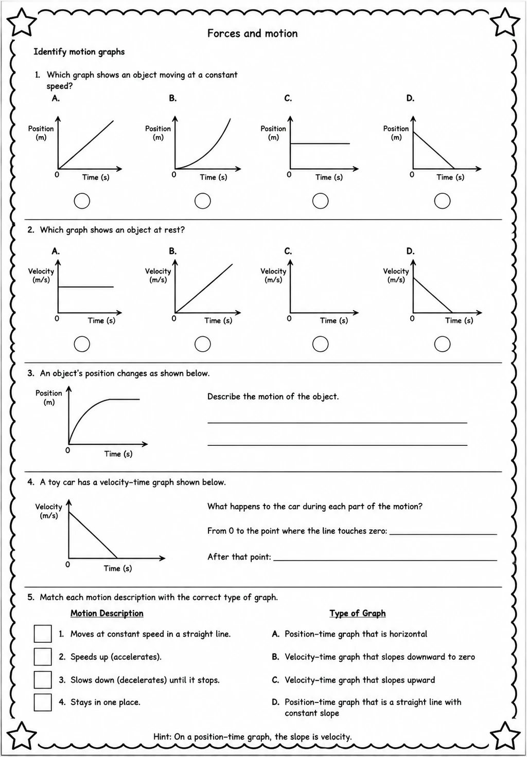 Identify motion graphs