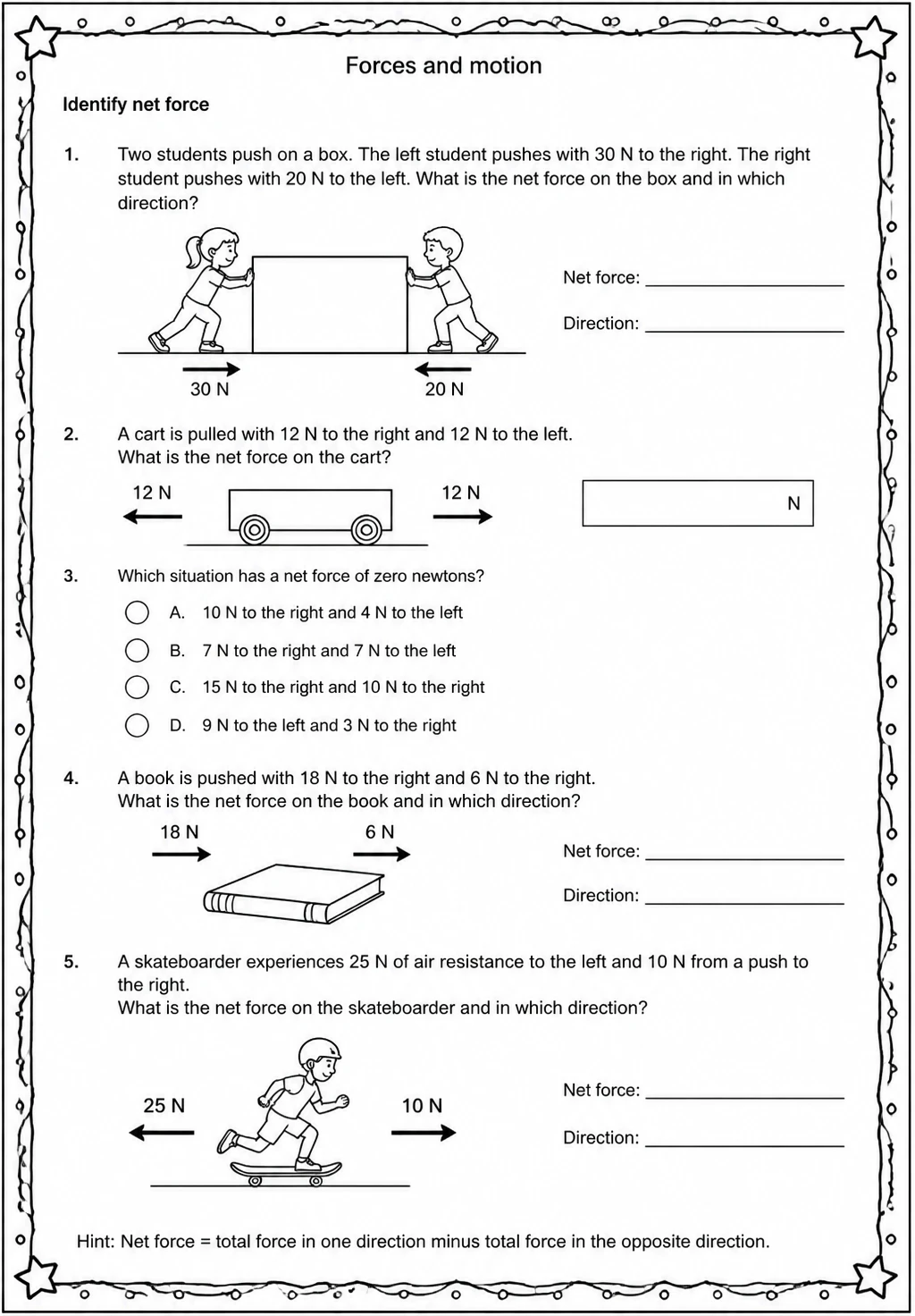 Identify net force