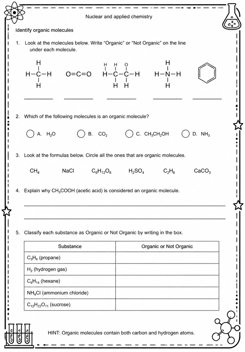 Identify organic molecules