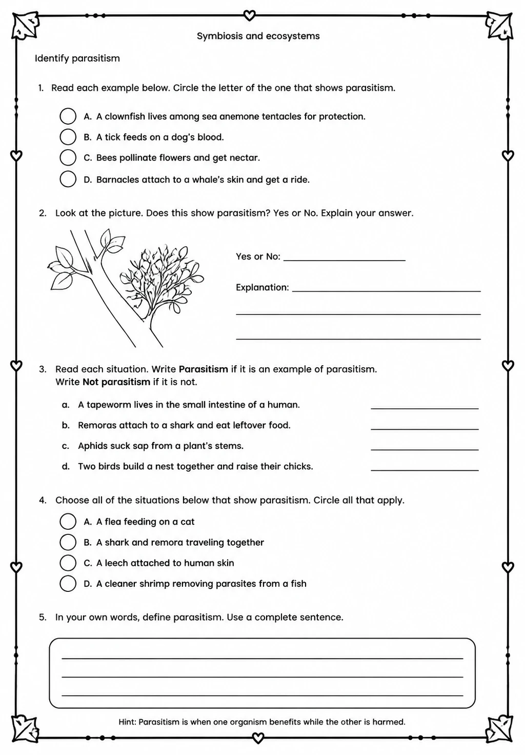 Identify parasitism