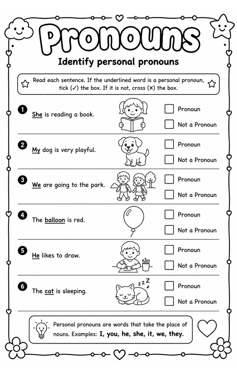 Identify personal pronouns
