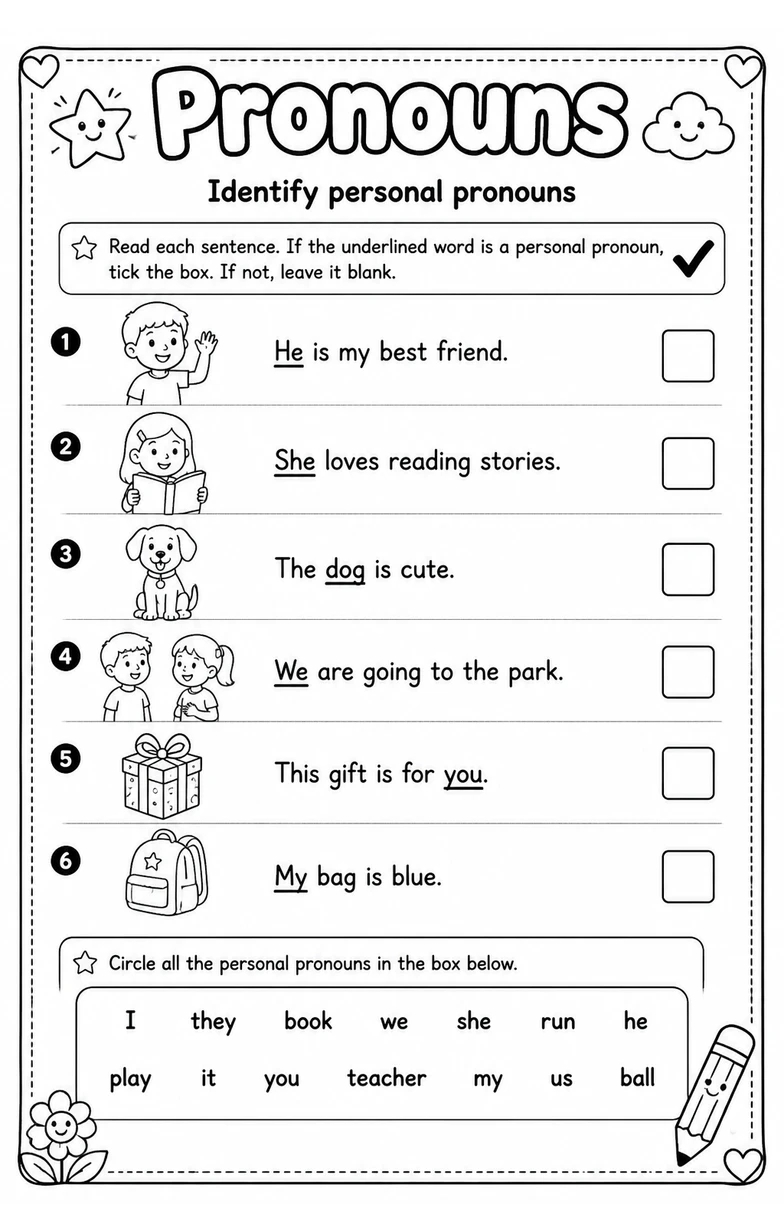 Identify personal pronouns