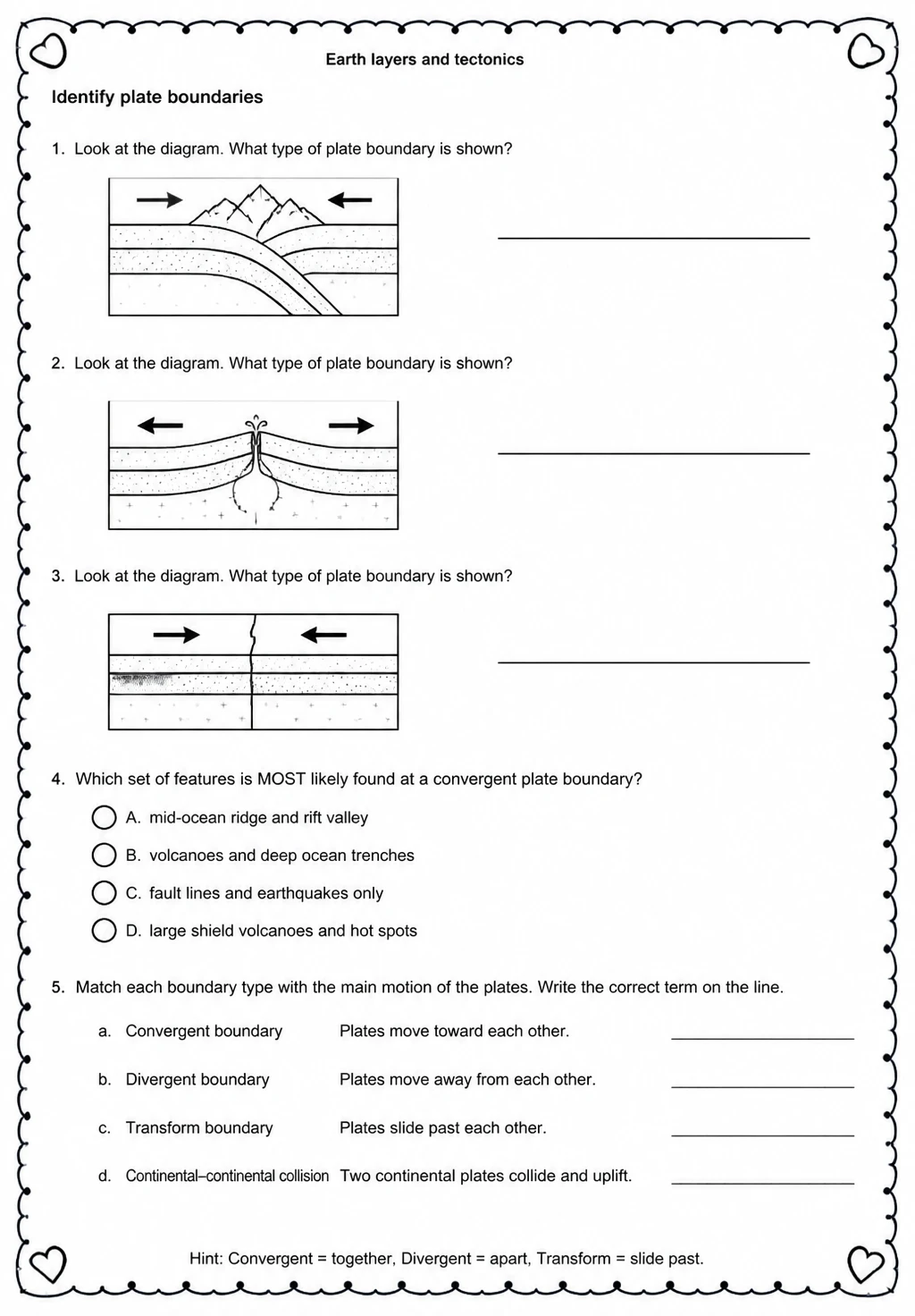 Identify plate boundaries