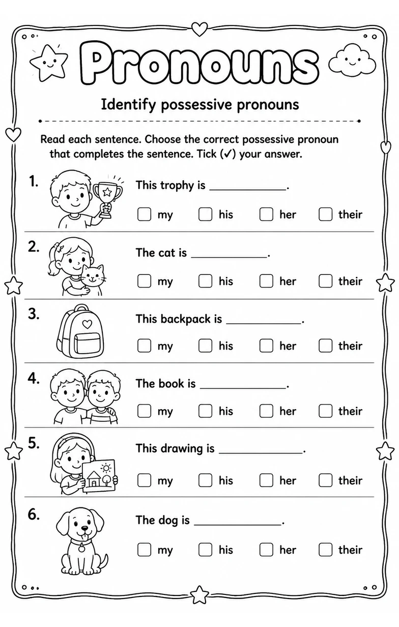 Identify possessive pronouns