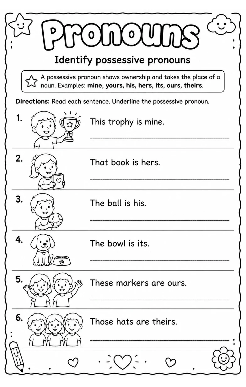 Identify possessive pronouns