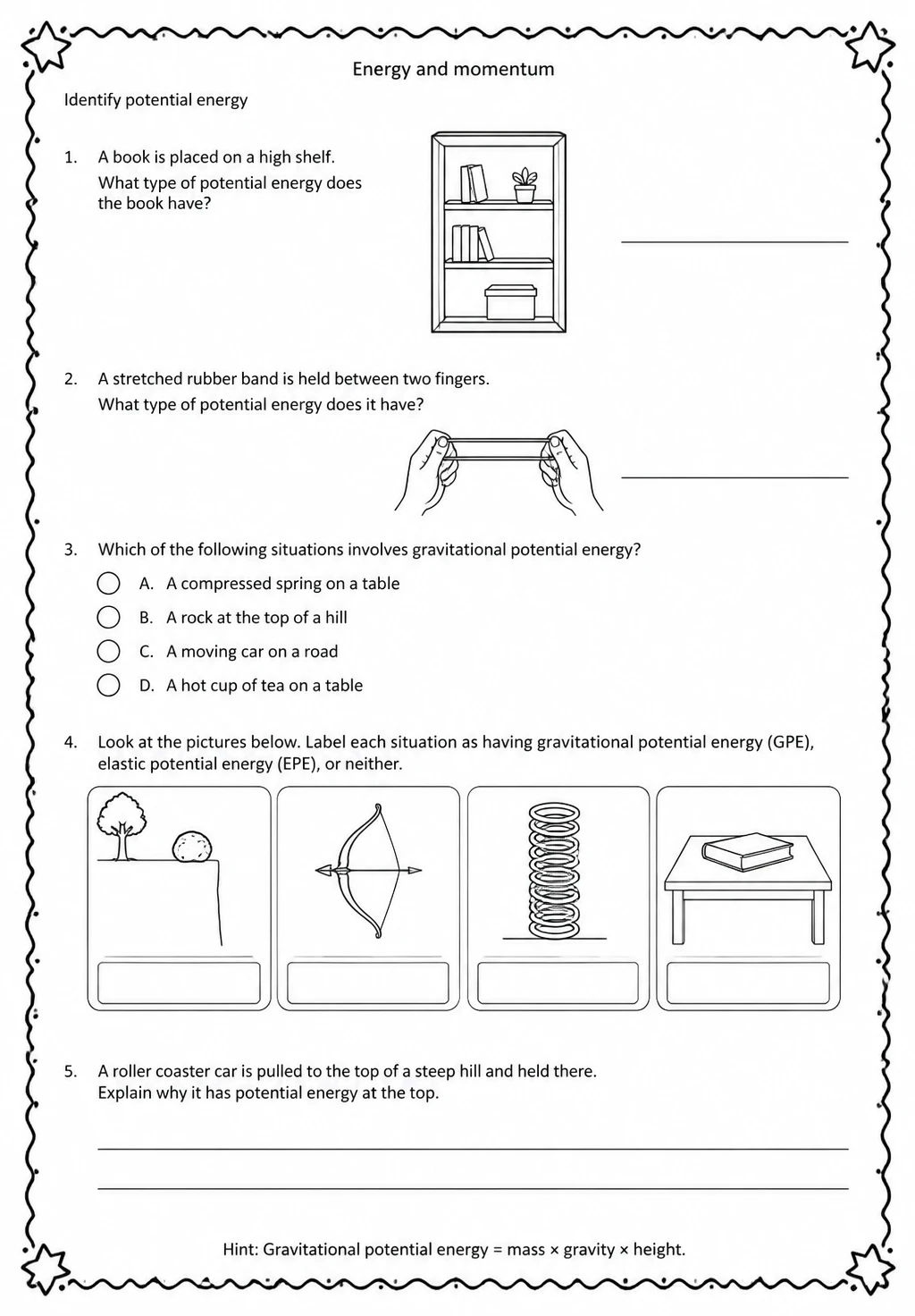 Identify potential energy