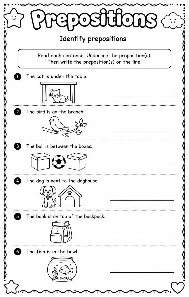 Identify prepositions