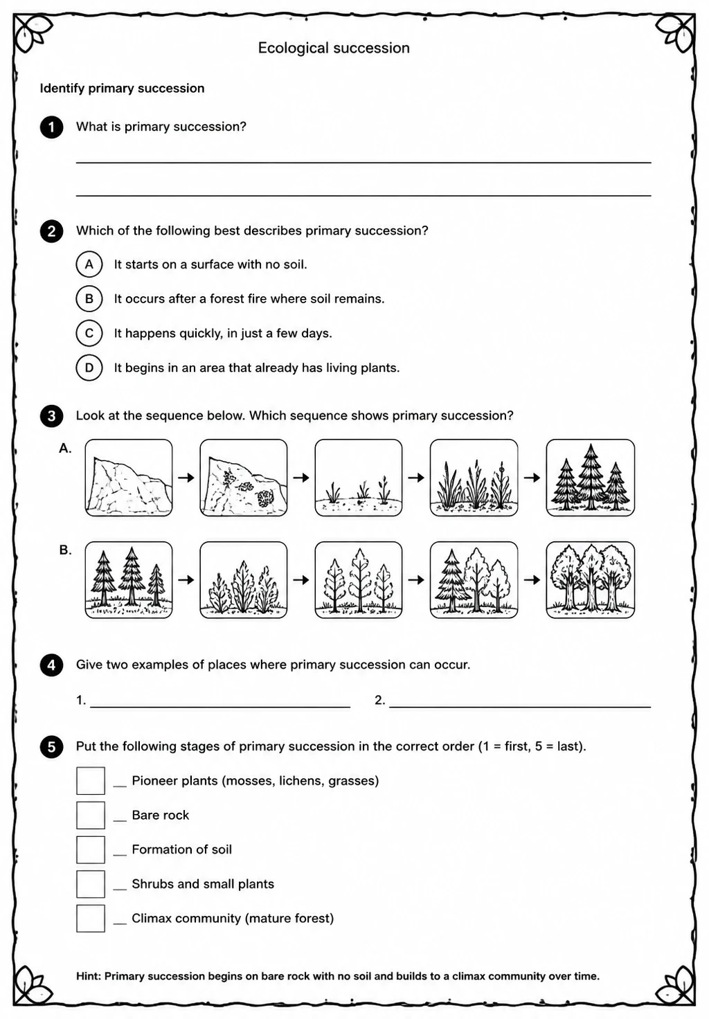 Identify primary succession