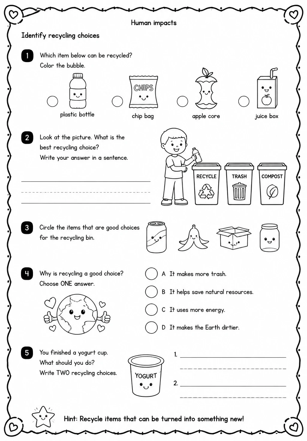 Identify recycling choices