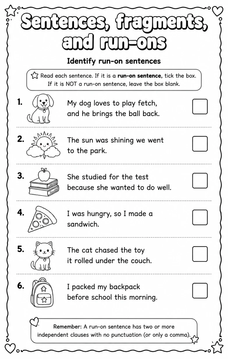 Identify run-on sentences