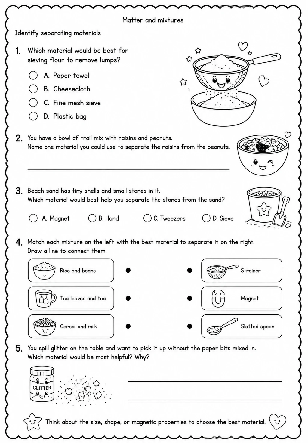 Identify separating materials