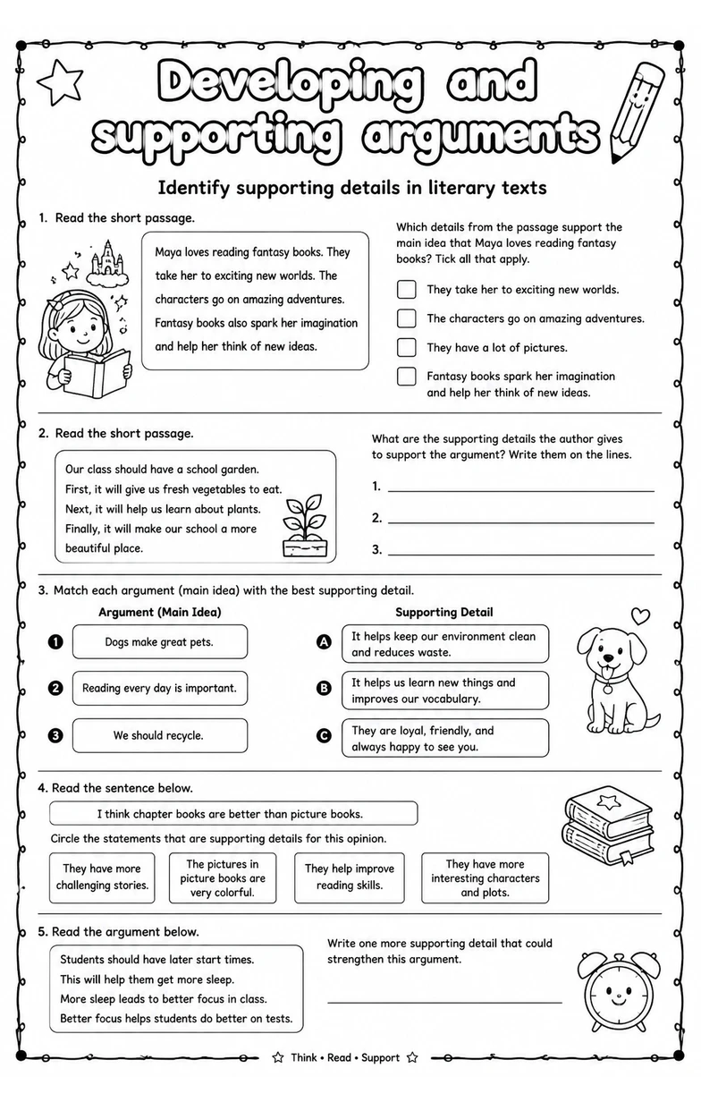 Identify supporting details in literary texts