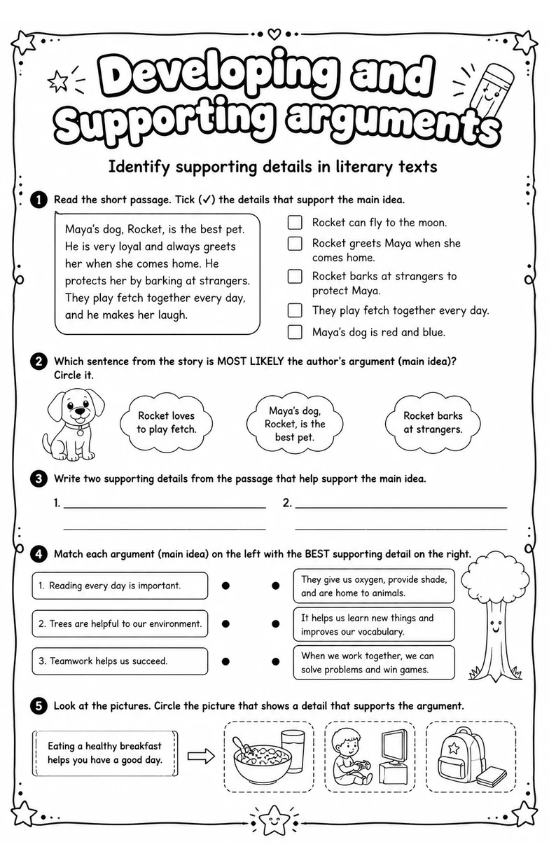 Identify supporting details in literary texts