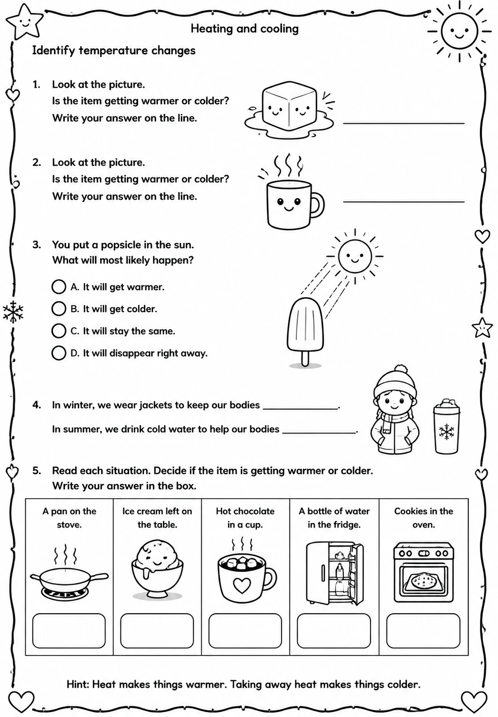 Identify temperature changes