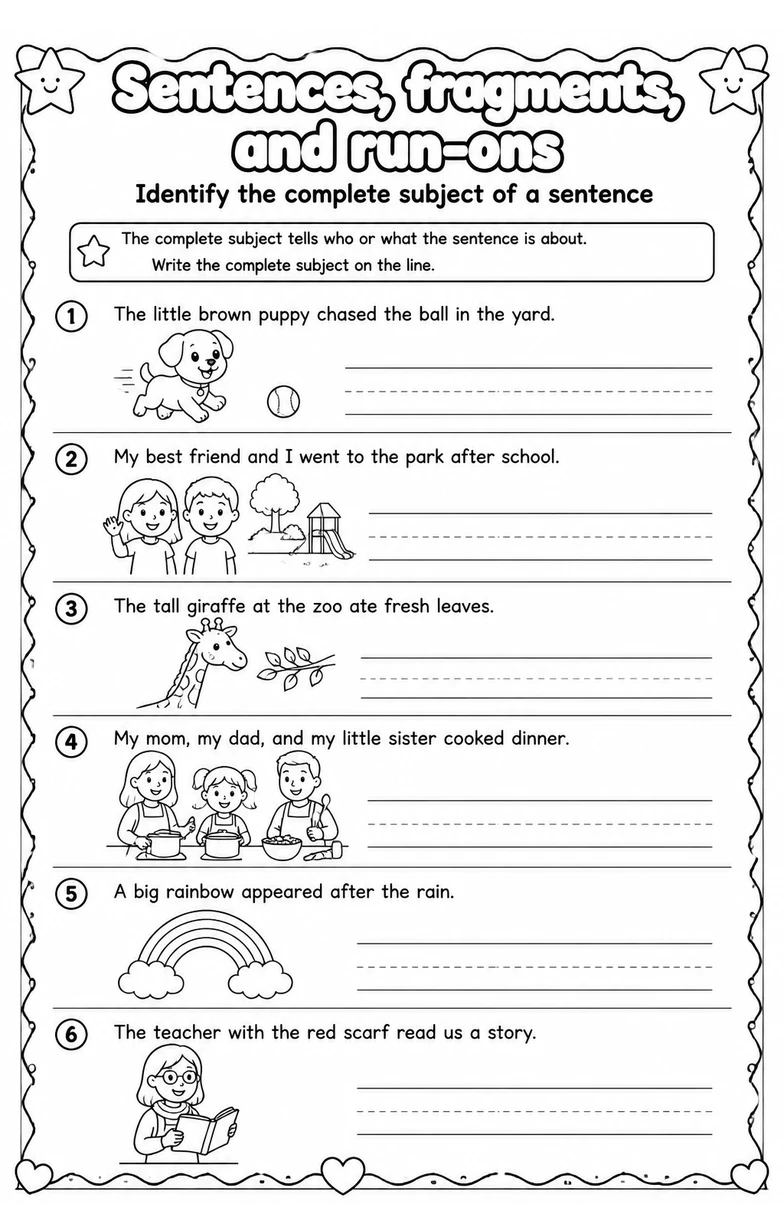 Identify the complete subject of a sentence