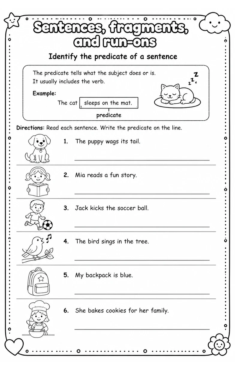 Identify the predicate of a sentence