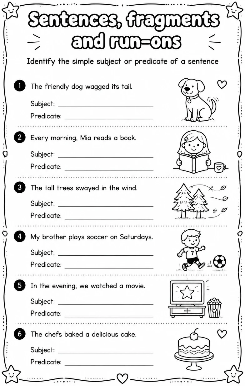 Identify the simple subject or predicate of a sentence