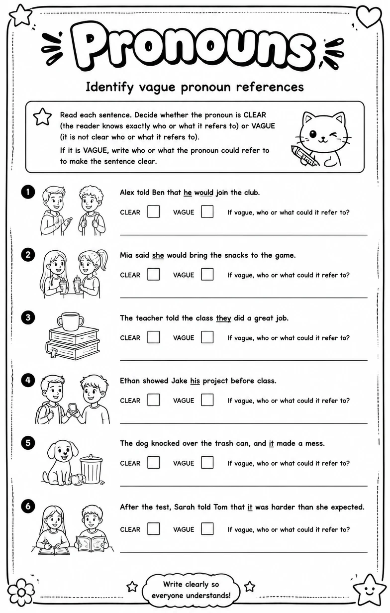 Identify vague pronoun references