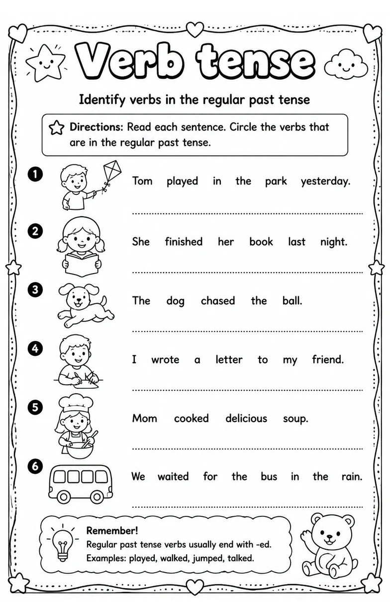 Identify verbs in the regular past tense